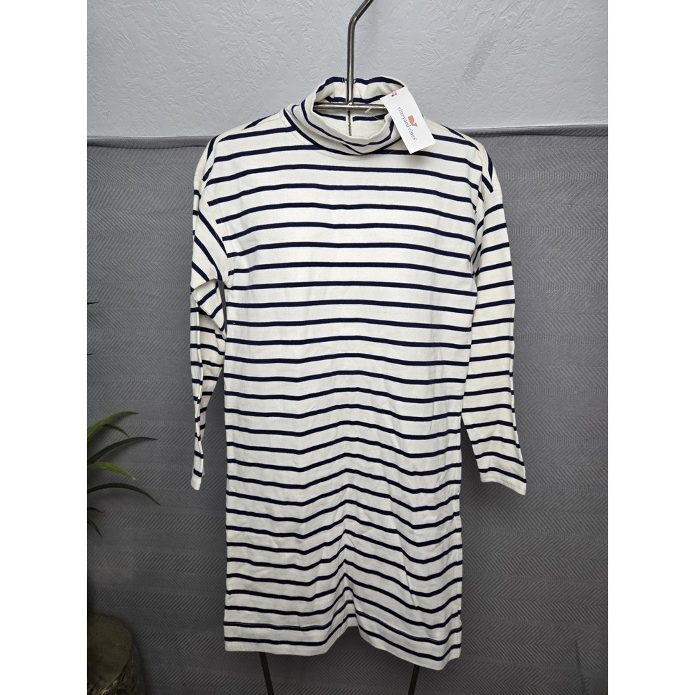 Vineyard Vines Funnel Neck Dress Womens sz XXS $118 MSRP blue stripe summer
